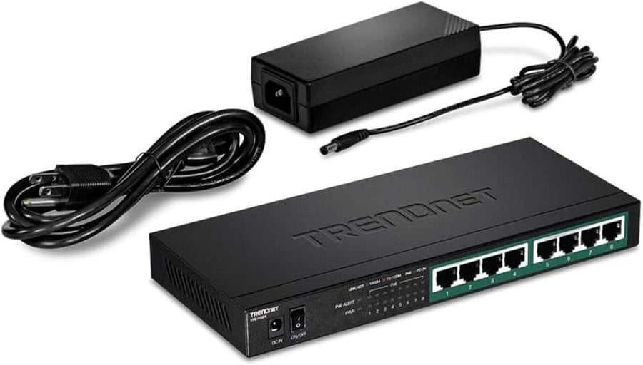 TRENDnet 8-Port Gigabit PoE+ Switch, 120W PoE Power Budget, 16Gbps Switching Capacity, IEEE 802.1p QoS, DSCP Pass-Through Support, Fanless, Wall Mountable, Lifetime Protection, Black, TPE-TG84
