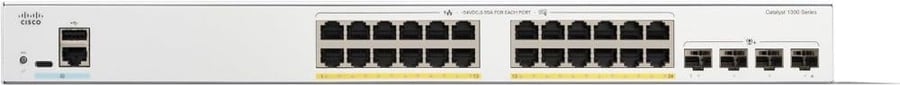Cisco Catalyst 1300-24FP-4X Managed Switch, 24 Port GE, Full PoE, 4x10GE SFP+, Limited Lifetime Protection (C1300-24FP-4X)