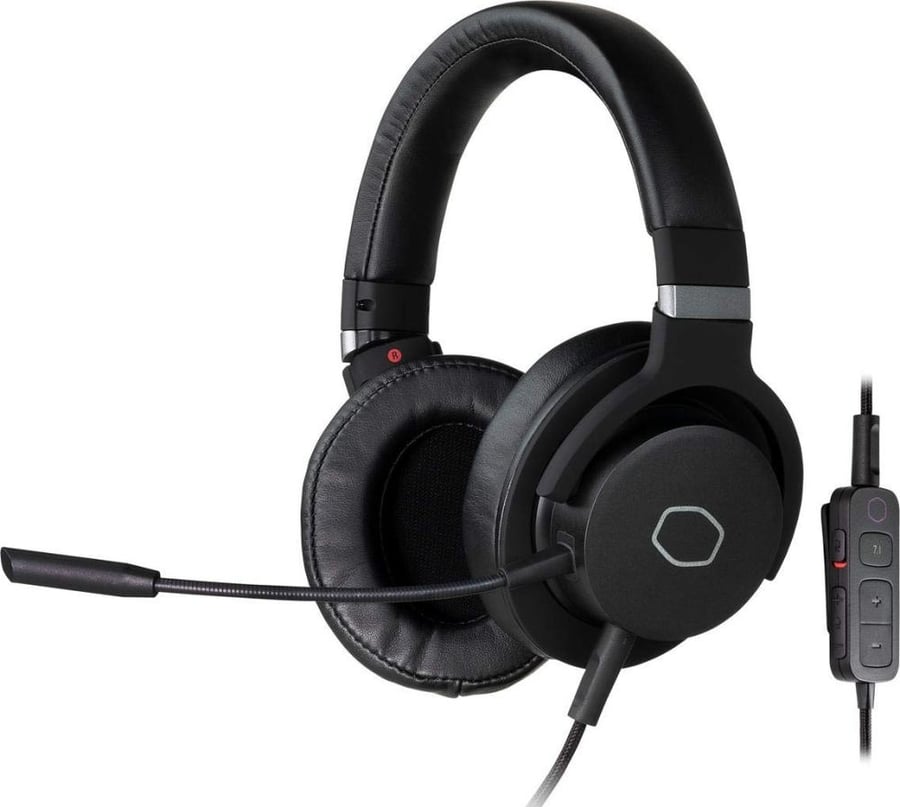 Cooler Master MH752 7.1 Virtual Surround Sound, Detachable Boom Mic and USB Control Box, 40mm Neodymium Driver, PU Leather and Foam Cushion, Omni-Direction, Wired Gaming Headset (Black) | MH752