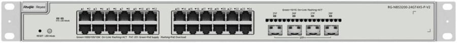 Ruijie RG-NBS3200-24GT4XS-P-V2, 24-Port Gigabit Layer 2+ Cloud Managed PoE Switch, Fixed 10G Up L2+ Switch, 4 x 10G Uplinks, 24 x PoE+ Ports, PoE Budget 370W, Silver | RG-NBS3200-24GT4XS-P-V2