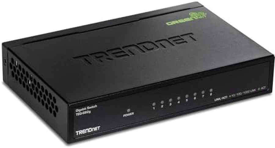TRENDnet 8-Port Gigabit GREENnet Switch, Ethernet Network Switch, 8 x 10-100-1000 Mbps Gigabit Ethernet Ports, 16 Gbps Switching Capacity, Metal, Lifetime Protection, Black, TEG-S82G