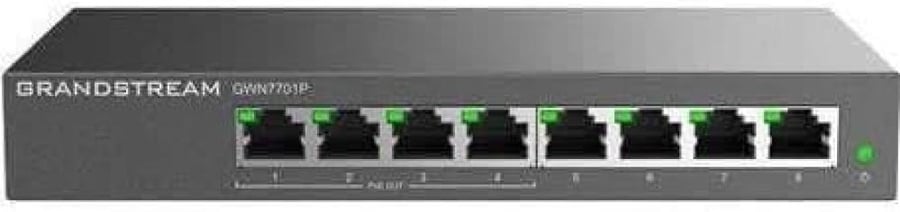 Grandstream GWN7701P 8-Port Gigabit PoE+ Network Switch | 4 PoE+ Ports | 60W Power Budget | Unmanaged Layer 2 Ethernet Switch | Fanless Metal Design | Plug & Play for IP Cameras, WiFi APs & VoIP