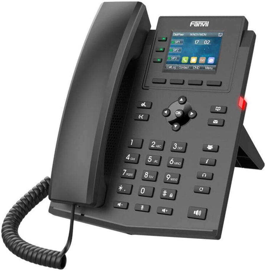 Fanvil X303/X303P Enterprise IP Phone HD Voice 2.4-Inch Color Display 3 SIP Lines Gigabit Ethernet Dual Port PoE USB Headset Support Business VoIP Desk Phone, Black | Fanvil X303P