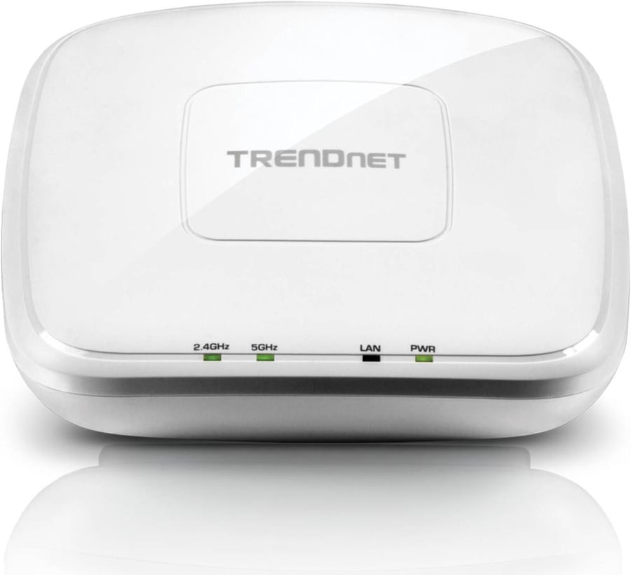 TRENDnet AC1200 Dual Band PoE Access Point, 867Mbps WiFi AC + 300Mbps WiFi N Bands, Gigabit PoE LAN Port, Centralized Management, Mounting Plate, White | TEW-821DAP