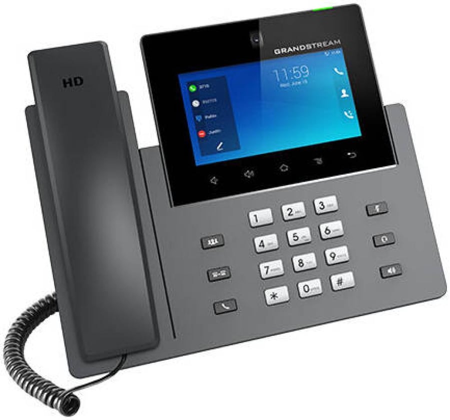 Grandstream GXV3450 IP Video Phones, 5.0" IPS LCD 1280x720 Touch Display, Quad-Core 1.8GHz ARM Cortex A55 Processor, Built-in PoE/PoE+, Dual-Mic HD Speakerphone, Black | GXV3450