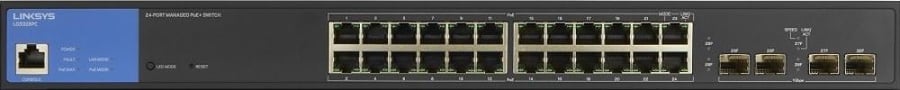 Linksys 24 Port Managed Gigabit PoE+ Switch with 4x 1G SFP, 250W, TAA Compliant, VLAN Tagging, Port Security, ACL | LGS328PC-EU