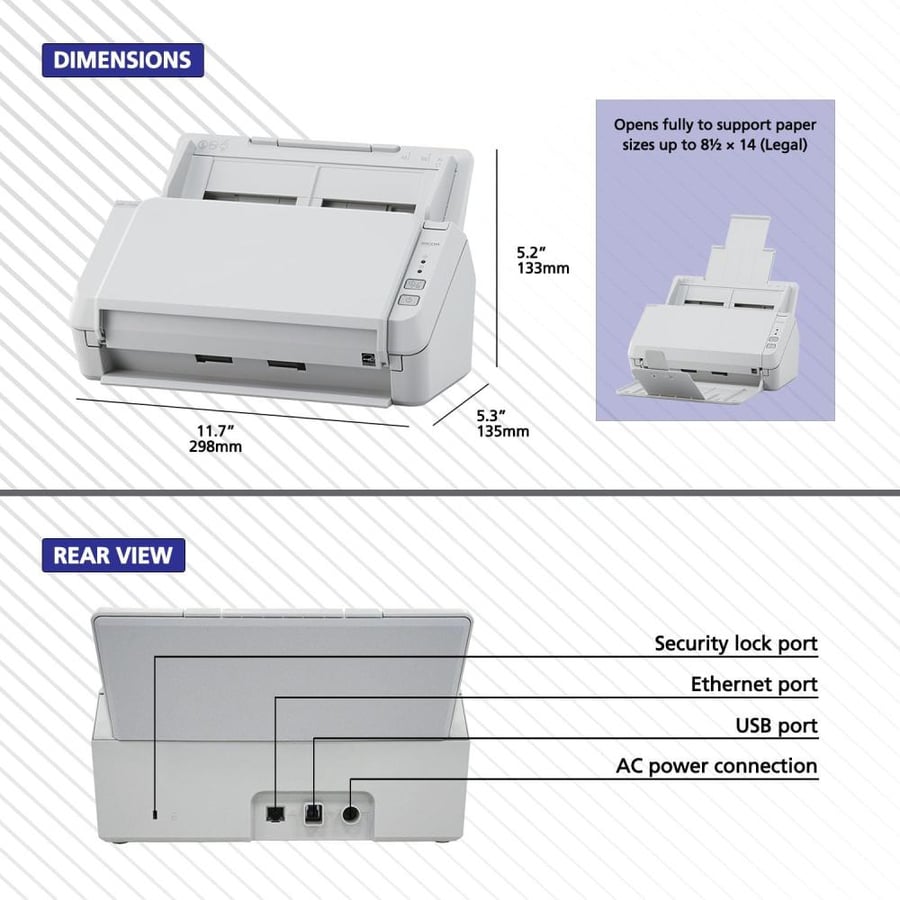 RICOH SP-1130N Price Performing, Network Enabled Color Duplex Document Scanner with Auto Document Feeder (ADF)