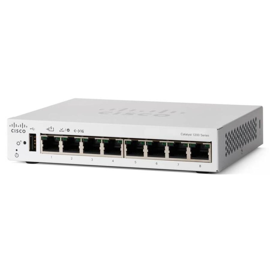 Cisco Catalyst C1200-8T-D Network Switch – 8x 1GbE RJ-45 Ports, 16 Gbps Switching, 1.4 GHz Dual-Core, 1GB DDR4, Energy Efficient