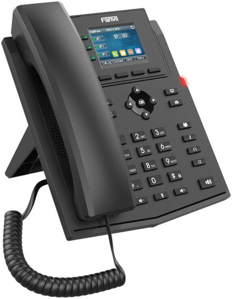 Fanvil X303/X303P Enterprise IP Phone HD Voice 2.4-Inch Color Display 3 SIP Lines Gigabit Ethernet Dual Port PoE USB Headset Support Business VoIP Desk Phone, Black | Fanvil X303P