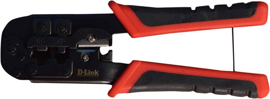 D-Link NTC-001 Modular Plug Crimper, High-Quality Steel Construction, Precise Crimping, Adjustable Pressure, Built-In Wire Cutter and Stripper, Black/Red | NTC-001
