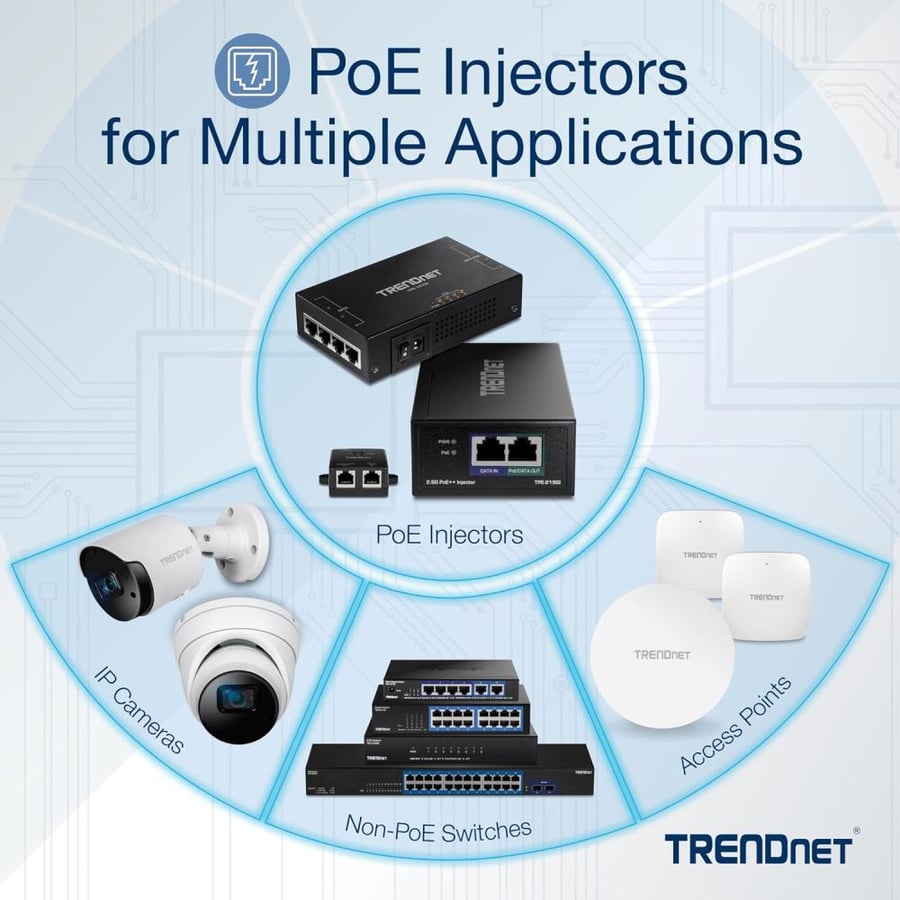 TRENDnet Gigabit PoE Splitter, 1 x Gigabit PoE Input Port, 1 x Gigabit Output Port, Up to 100m (328 ft), Supports 5V, 9V, 12V Devices, 802.3af PoE Compatible, PoE Powered, Black, TPE-104GS