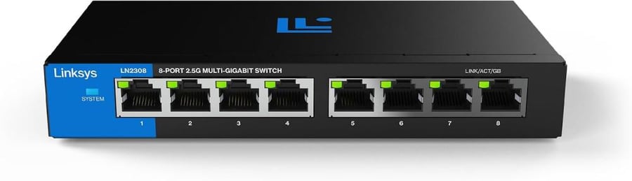 Linksys 8-Port, 2.5G Multi-Gig Unmanaged Switch | Energy-Efficient Ethernet | Full-Duplex Flow Control | Ideal for Small and Home Office with Fanless Design and Metal Casing | Plug-and-Play