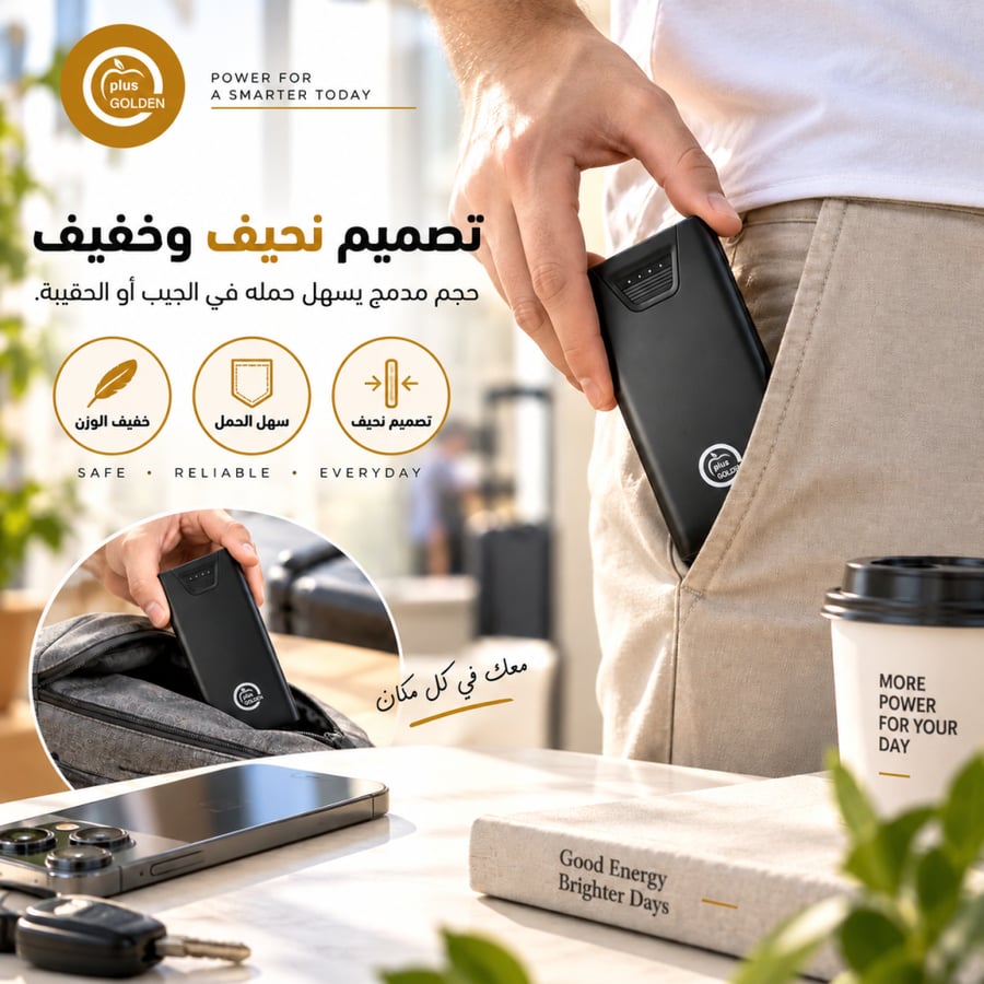 باور بانك شاحن متنقل جولدن بلس قوة 10 الف