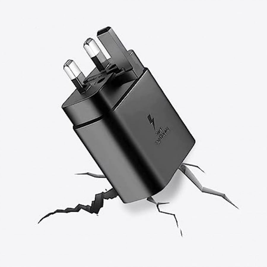 شاحن سريع 45 واط لسامسونج جالاكسي مع كيبل شحن من النوع C أسود