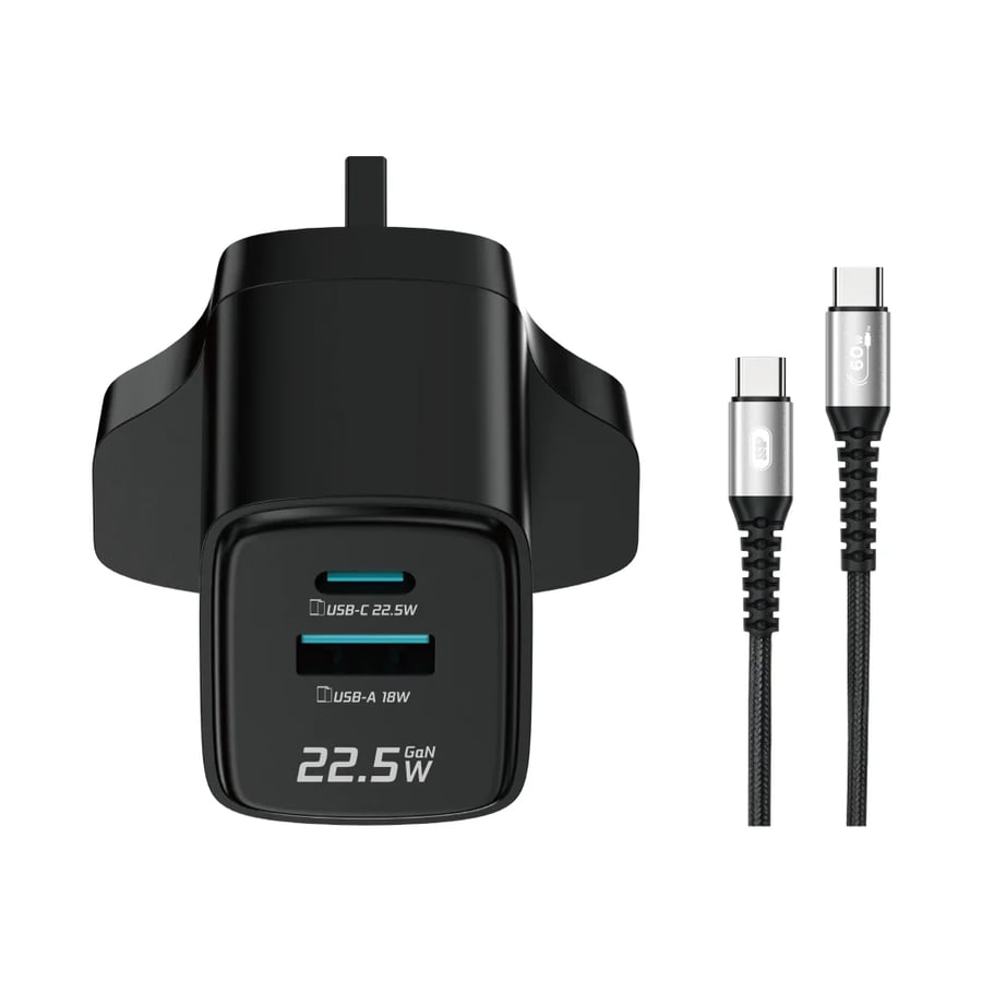 شاحن جداري ايسنوب 22.5 واط منفذين A+C مع كابل تايب سي 60W