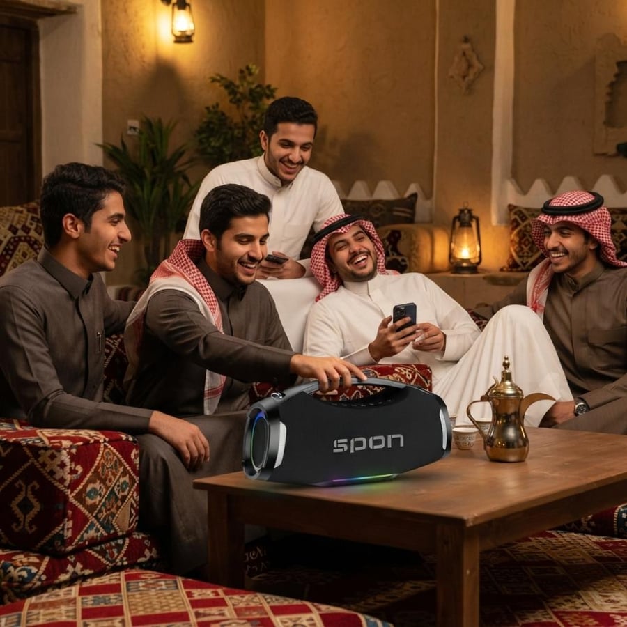مكبر صوت لاسلكي سبون 350 واط - بطارية 16000 ملي أمبير وإضاءة RGB
