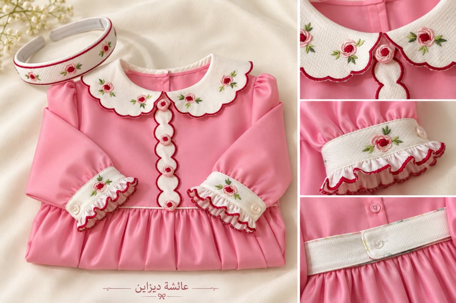 مريول  بالابه االمطرزه بالورود الصغيره