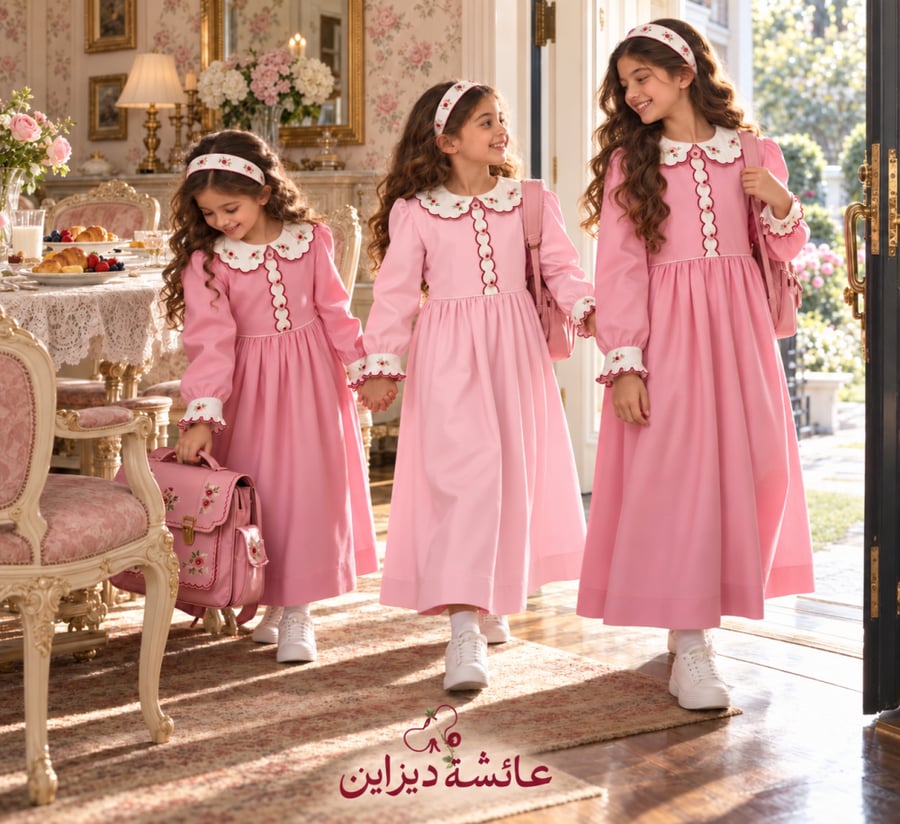 مريول  بالابه االمطرزه بالورود الصغيره
