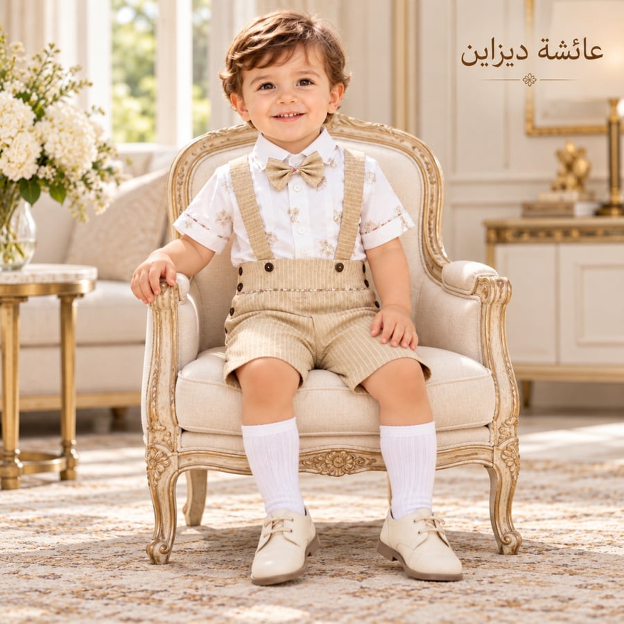طقم اولاد  بالون البيج القميص السكري