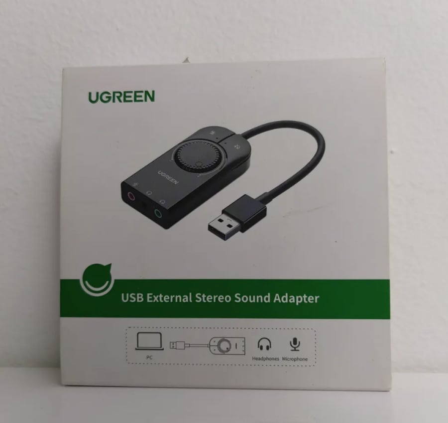 محول الصوت الخارجي UGREEN USB استيريو – بطول 15 سم – أسود