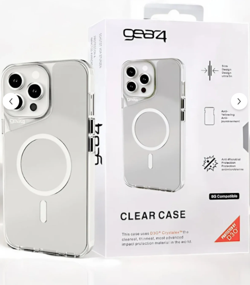 GEAR4 جراب لموبايل ايفون 16 برو ماكس (iPhone 16 Pro Max), غطاء مغناطيسي يدعم الشحن اللاسلكي MagSafe - شفاف