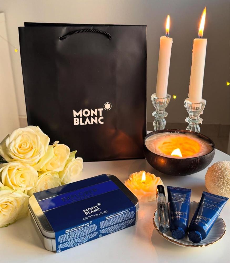بوكس مونت بلانك الترا بلو 3 منتجات عطر ٧.٥ مل كريم وجه 30 مل منظف مع الكيس
