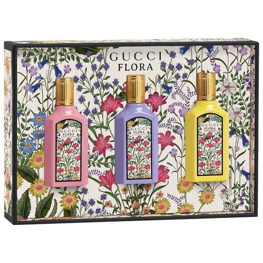 مجموعة قوتشي فلورا جورجيوس أو دو بارفيوم 3×5 مل للنساء Gucci Flora