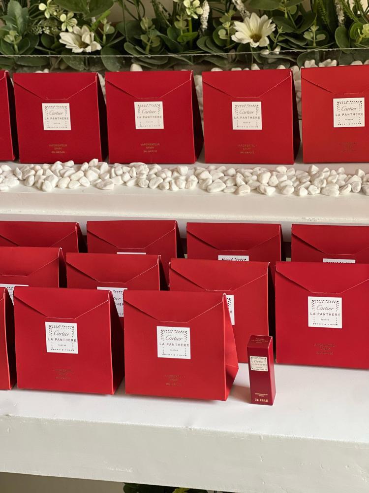 10 Cartier original perfumes inside separate bags with high quality and a prominent gold fingerprint logo (perfumes only are authentic)