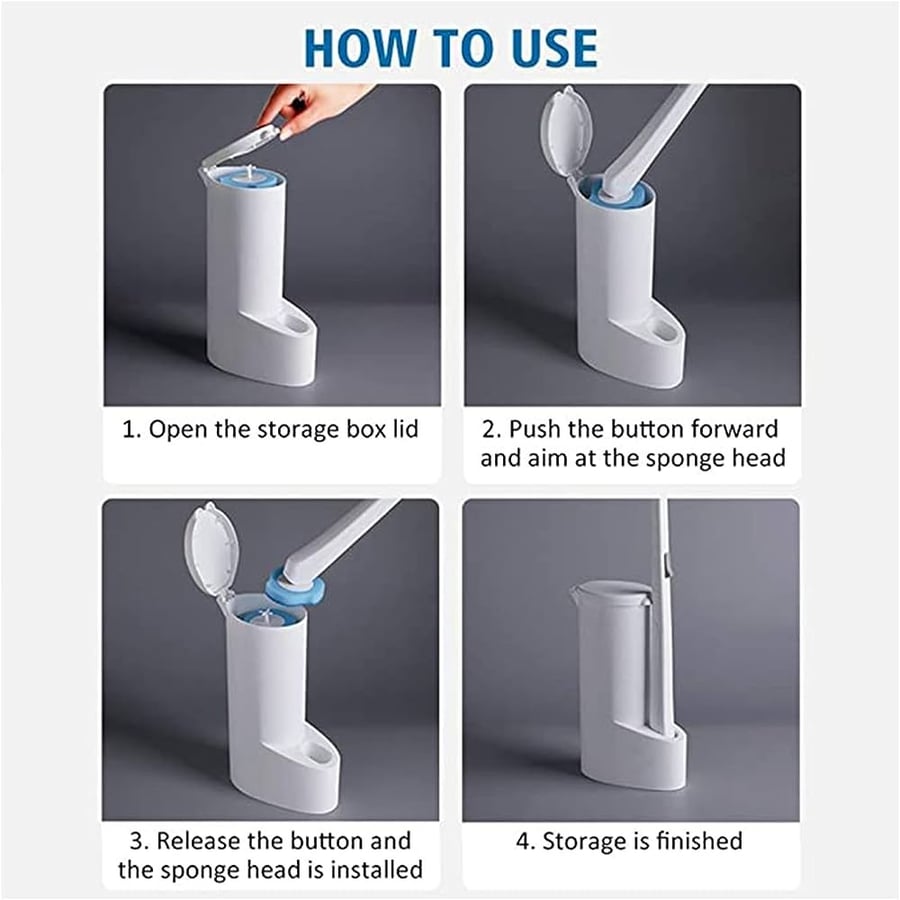Bathroom and toilet cleaning brush for single use, single-use brush head with 16 refill sticks, replacement sponge brush heads for cleaning the toilet and bathroom