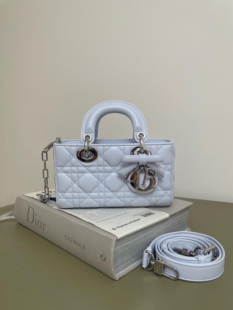 Mini Lady D-Joy Bag Ice Blue Cannage Lambskin