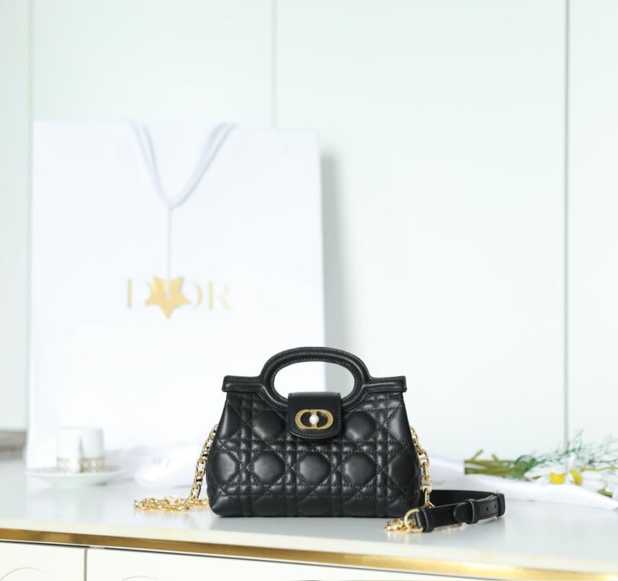 Dior Jolie Top Handle Mini Bag Black Cannage Lambskin