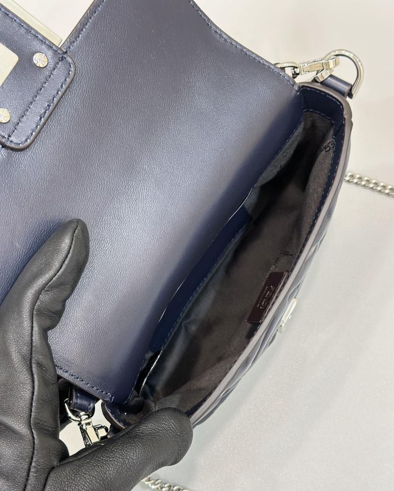 Baguette® Mini Dark blue FF jacquard fabric bag