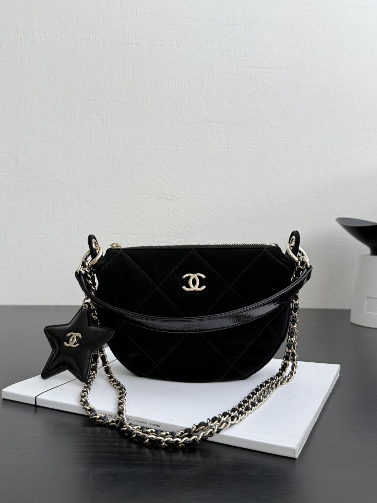MINI FLAP BAG WITH Velvet, Silk & Gold-Tone Metal Black