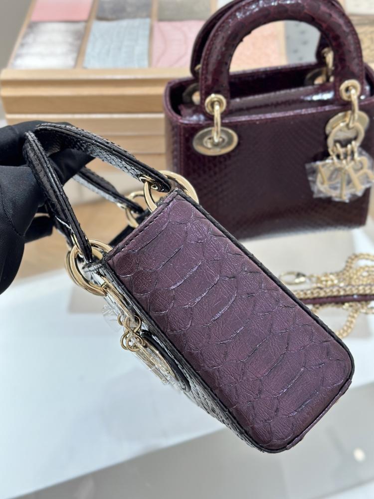 Lady Dior Mini Lizard Gradient Burgundy