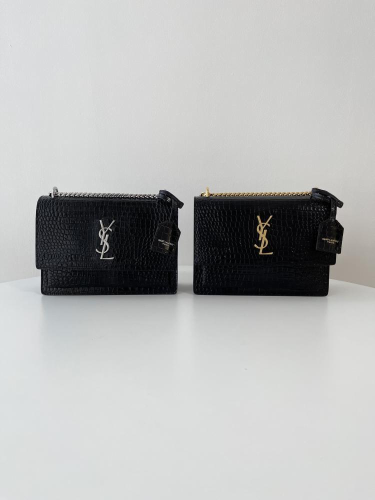 SUNSET MEDIUM IN CROCODILE-EMBOSSED LEATHER