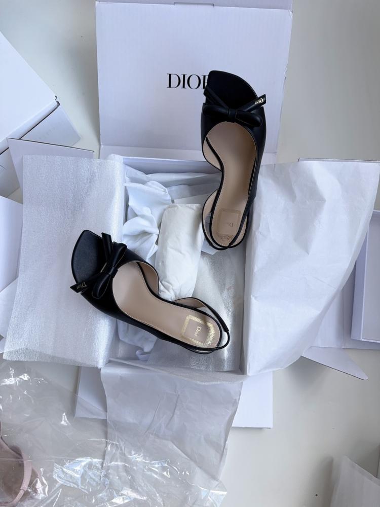 Dior Bow Heeled Slingback Sandal