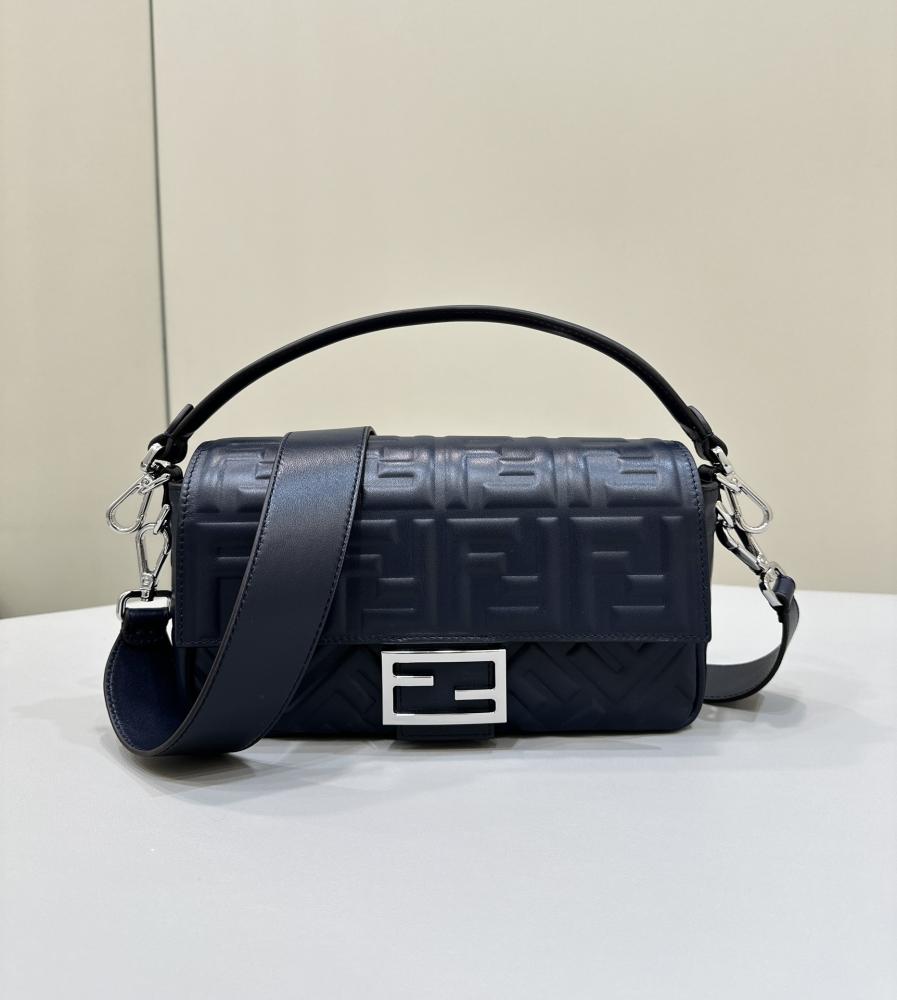 Baguette® Tobacco Dark blue FF jacquard fabric bag