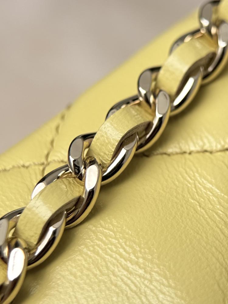 Chanel Yellow Shiny Quilted Lambskin Mini 31 Clutch Gold