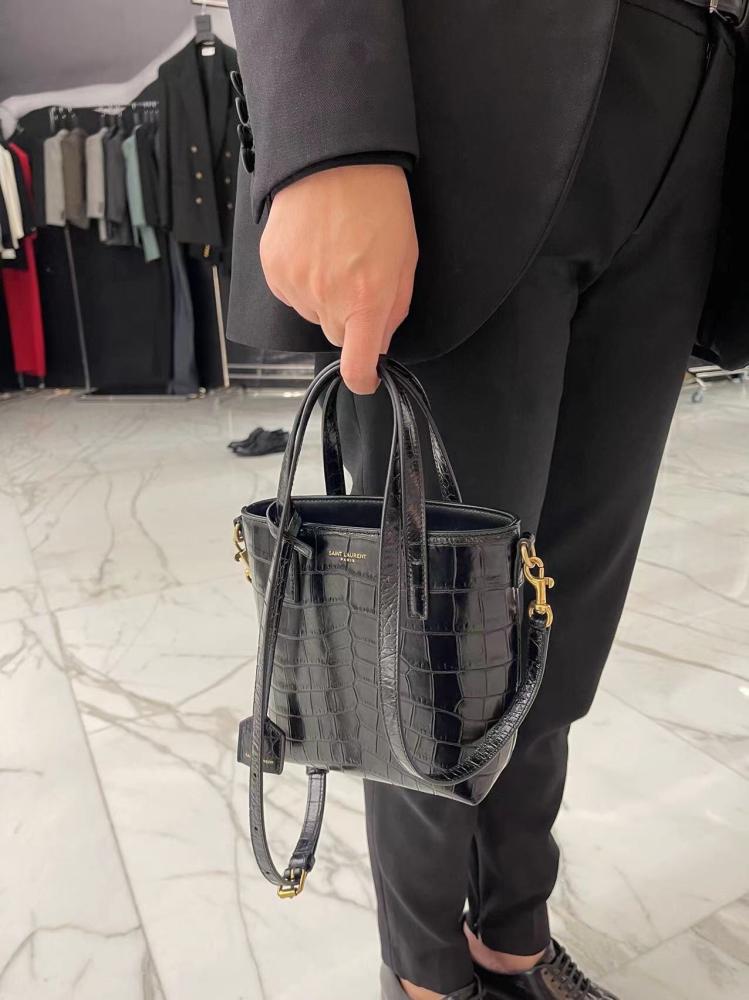 MINI TOY SHOPPING SAINT LAURENT IN CROCODILE-EMBOSSED LEATHER