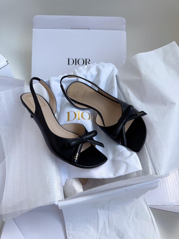 Dior Bow Heeled Slingback Sandal