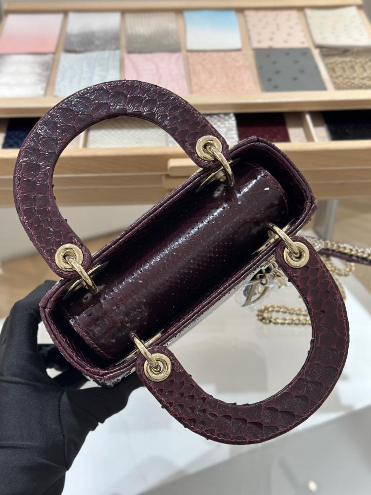 Lady Dior Mini Lizard Gradient Burgundy