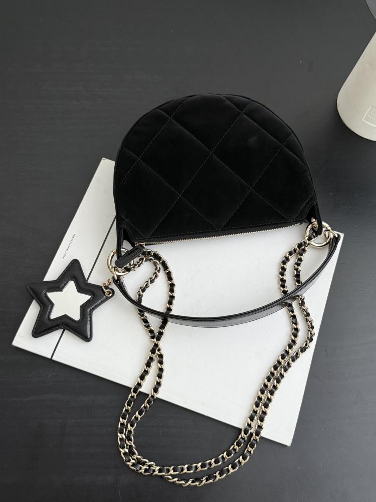 MINI FLAP BAG WITH Velvet, Silk & Gold-Tone Metal Black