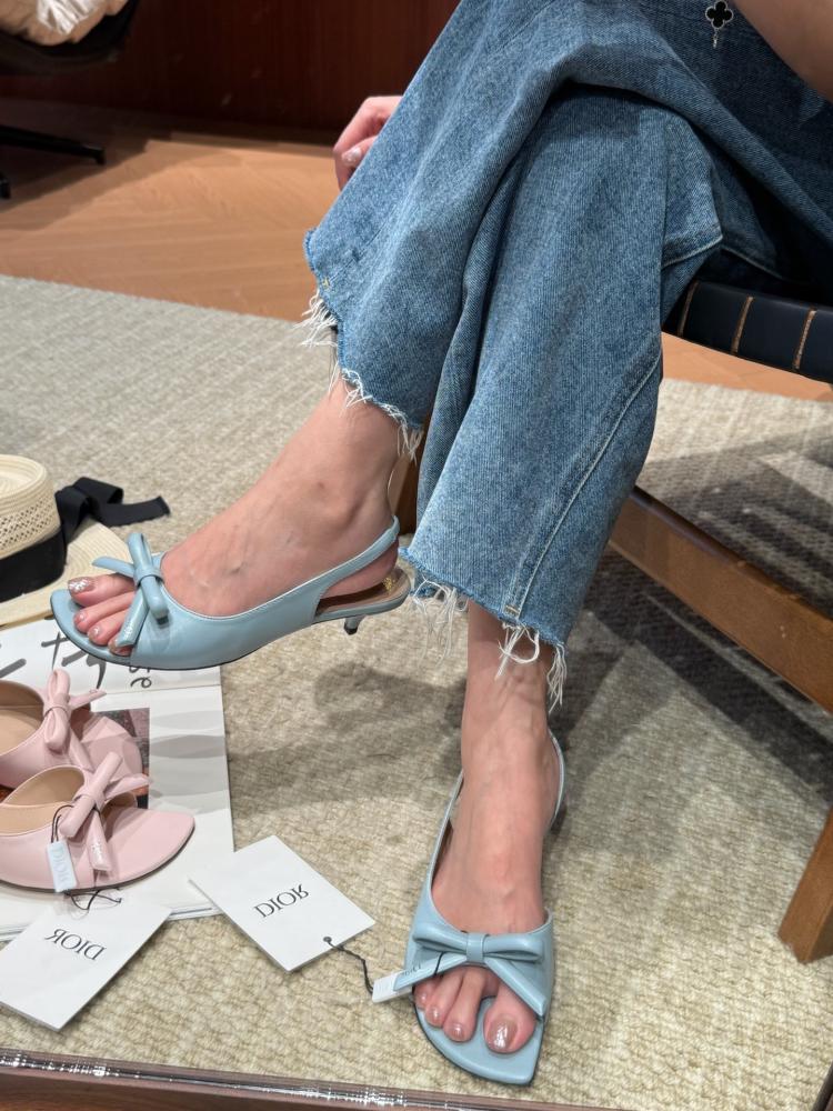 Dior Bow Heeled Slingback Sandal