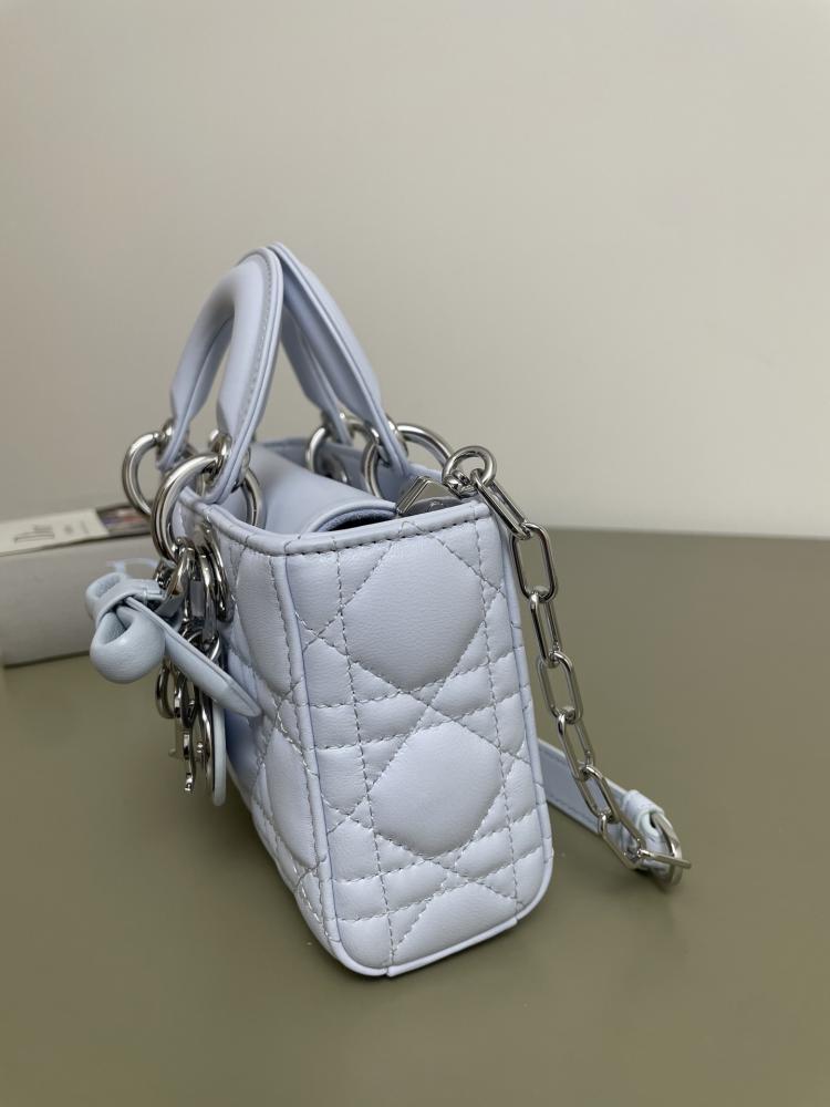 Mini Lady D-Joy Bag Ice Blue Cannage Lambskin