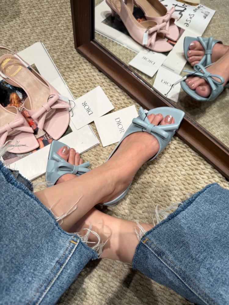 Dior Bow Heeled Slingback Sandal