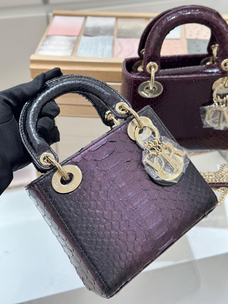 Lady Dior Mini Lizard Gradient Burgundy