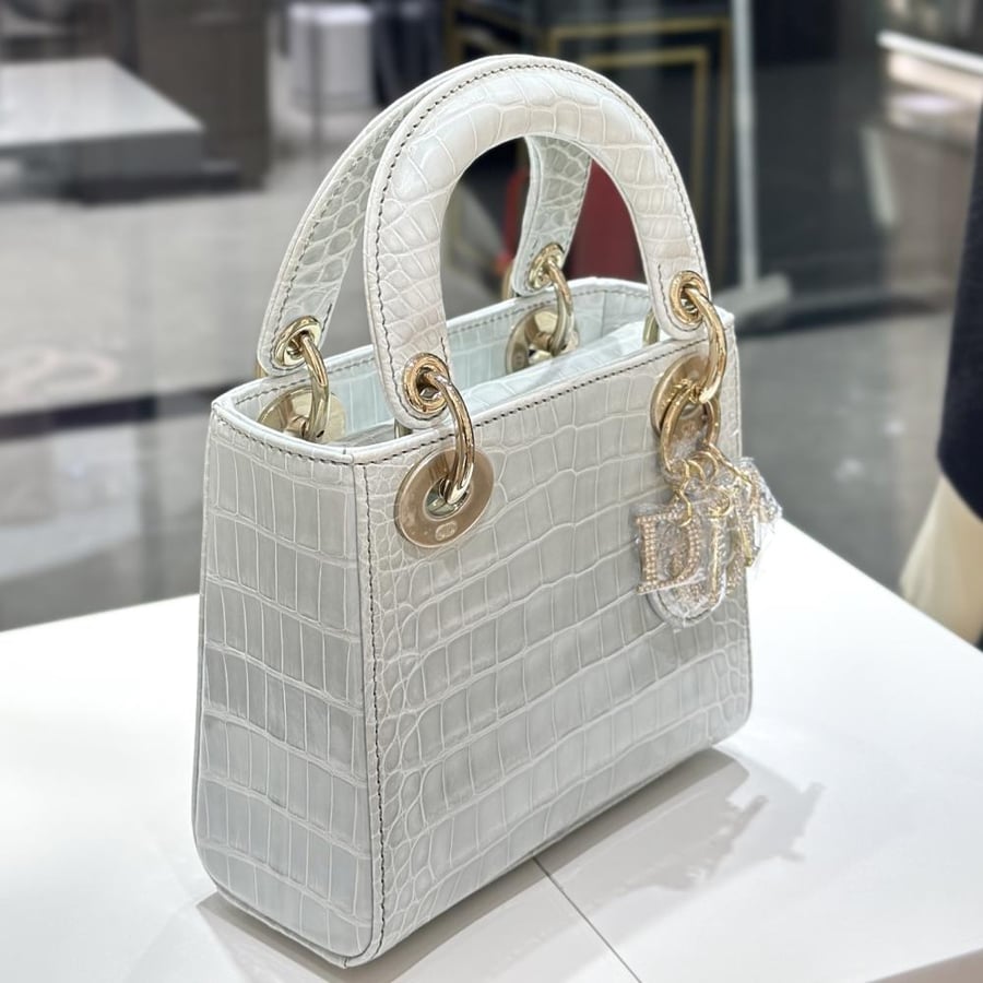 DIOR MINI LADY DIOR LIZARD Light blue