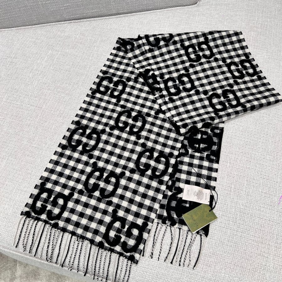 GG JACQUARD PATTERN KNITTED SCARF