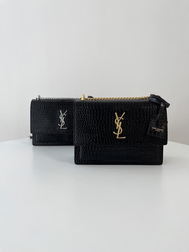 SUNSET MEDIUM IN CROCODILE-EMBOSSED LEATHER