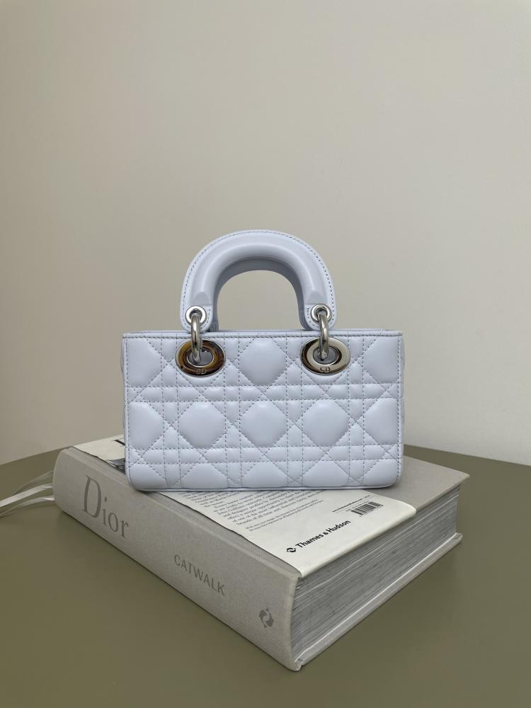 Mini Lady D-Joy Bag Ice Blue Cannage Lambskin